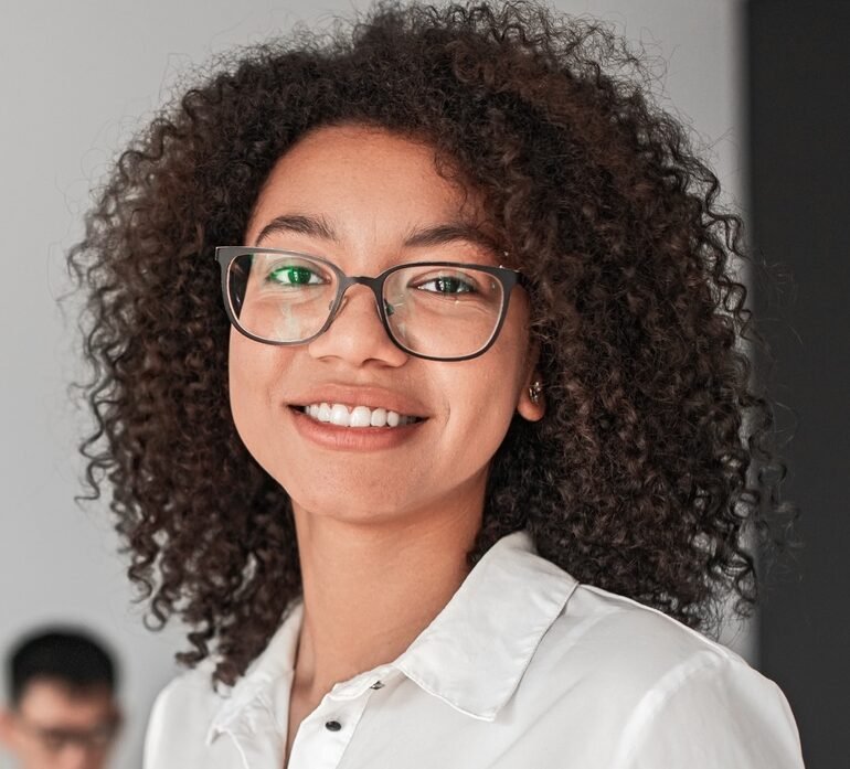 Black female manager in office