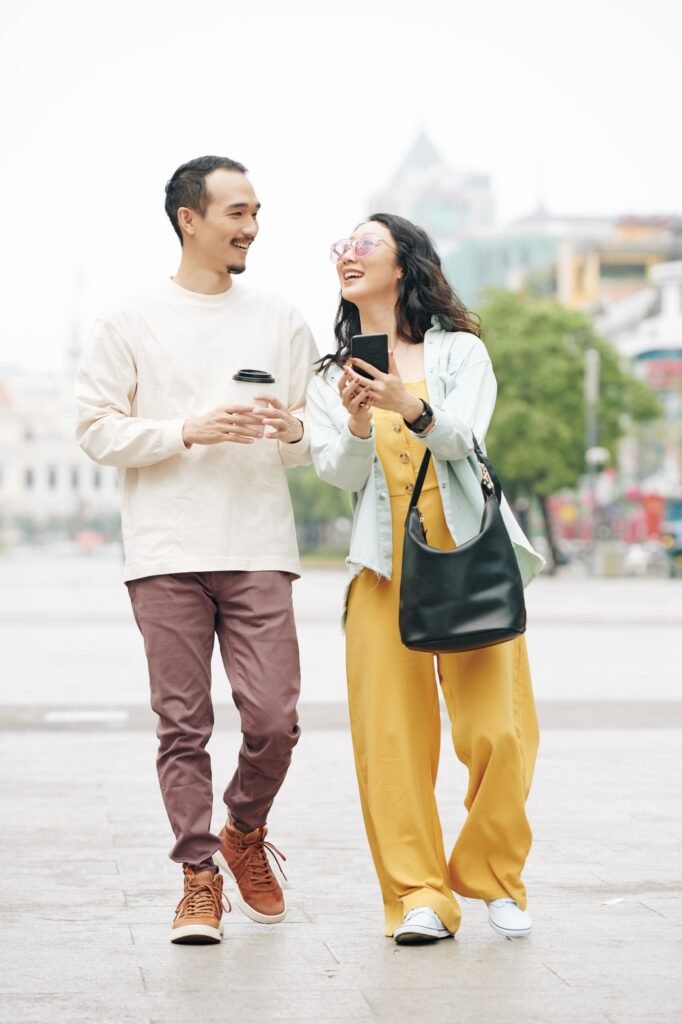 Happy couple on the street